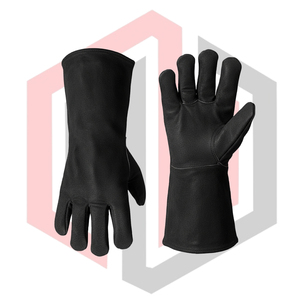 Gants de soudage en cuir de tigre noir, cuir de vache, ajustement ergonomique, antistatiques, épaisseur 7 oz, longueur 16 pouces, sans silicone, sans poudre - Product Image 4