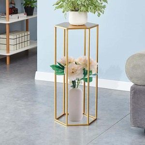 Customized Gold-Finished Metal Flower <b>Stand</b> Hexagon Shape Side <b>Corner</b> Decorations for Home & Wedding Size Options Available - Product Image 5