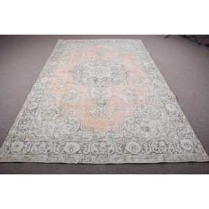 Tapis turc vintage 6,6x10,6 pi (202x322 cm), tapis uni gris orange - Product Image 1