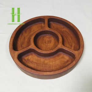 Ensemble de plateaux en bois bols de service au chocolat et aux biscuits vaisselle en gros bol assiette OEM couleurs tailles personnalisées du Vietnam faites à la main - Product Image 1