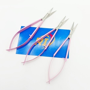 Tijeras de Acero Inoxidable para Manicura y Cutículas, con Hoja Curva y Brillante Rosa, para Recortar Pestañas - Product Image 1