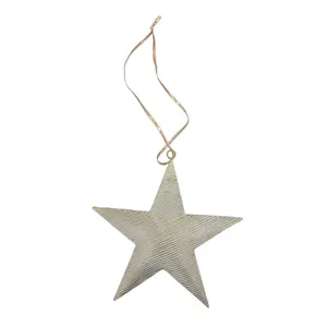 Festival Decoration White And Gold Antique Colour Embossed Iron Hanging Star Ornament Vintage Design Handmade In Bulk