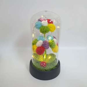 Veilleuse créative faite à la main, ornement floral tissé, plante en pot, fleur éternelle, multi-fleurs, avec couvercle en acrylique mignon - Product Image 4