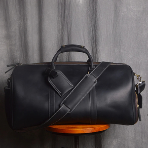 Bolsa de lona impermeable de cuero unisex con logotipo personalizado, compartimento para zapatos independiente, cierre de cremallera, bolsa de viaje elegante - Product Image 4