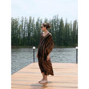 Vestido Kaftan Maxi Tie Dye para Mujer, Cuello en V, Corte Holgado, Largo hasta el Suelo, Ecológico, Lavable, Cintura Natural, Estilo Boho, Ropa de Playa y Resort - Product Image 4