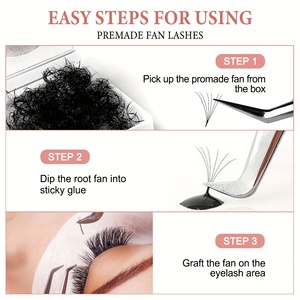 Extensions de cils pré-faites personnalisées faites à la main, éventails lâches, fibres PBT coréennes ultra foncées, éventails lâches, extensions de cils pré-faites - Product Image 6