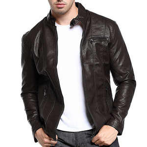 Veste en cuir véritable pour homme, en peau de mouton aniline, pour l'hiver, avec fermeture éclair, bleue, poches avant, hautement respirante, imperméable - Product Image 1