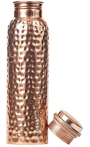 100% High Quality Pure Copper Hammered Water <b>Bottle</b> <b>Sport</b> Style Seamless and Joint Less by crescent crafts - Product Image 3