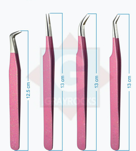 Pince à épiler à prise en fibre d'acier inoxydable avec logo personnalisé en acier inoxydable pince à épiler à 90 degrés pour extension de cils - Product Image 2