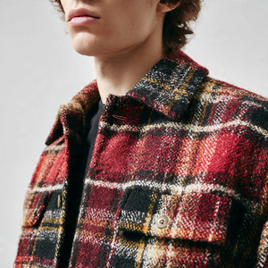 Chemises en flanelle à carreaux surdimensionnées pour hommes, 100% polyester coton, poche poitrine, chemise en flanelle à carreaux, hauts, épaules tombantes, chemise en flanelle pour hommes - Product Image 2