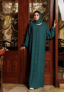 Robe Abaya à manches courtes de haute qualité personnalisée pour femmes, respirante, grandes tailles, OEM disponible pour les saisons automne/hiver, logo personnalisé - Product Image 2