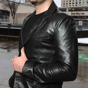Nueva Ropa Casual de Invierno 2025, Chaqueta de Cuero Genuino de Alta Calidad para Hombre, Color Personalizado, Impermeable, Estilo Urbano sin Cuello - Product Image 4