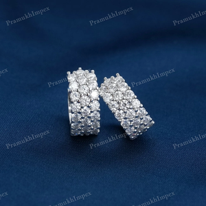 Luxury Hip Hop Fully Iced Out Three Row Moissanite <b>Stud</b> <b>Earrings</b> Cut Diamonds Quality Jewellery Gold Plated Gift Occasions - Product Image 2