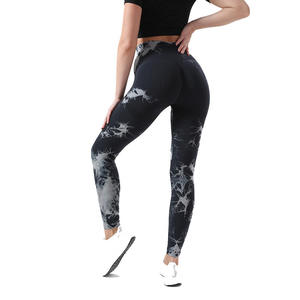 Hot Selling Women's High Waist Quick Drying Elastic Waist Sport Leggings-<b>Peach</b> Hip Seamless Yoga Pants with <b>Sexy</b> Tie-Dye Design - Product Image 2