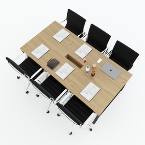 Mesa de Conferencia Moderna Minimalista de 200x100cm, de Madera Contrachapada con Revestimiento de Melamina y Patas de Hierro - Product Image 4