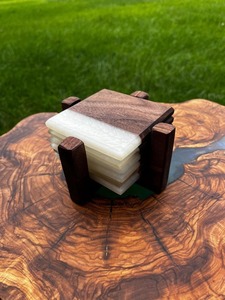 ที่รองแก้วไม้อะคาเซียทำด้วยมือถาดรองแก้วไม้สำหรับเครื่องดื่มชาเรซินสำหรับโต๊ะกาแฟ - Product Image 6