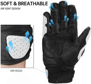 Guantes de Motociclismo Personalizados de Cuero Transpirable con Dedos Completos Unisex - Product Image 2