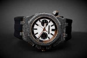 Reloj de pulsera de goma negra de lujo personalizado para hombre, Diamante de moissanita de alta calidad medio helado, subesfera de 22mm resistente al agua antiguo - Product Image 2