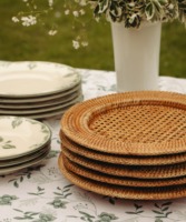 Napperon en rotin tissé naturel luxueux Produits écologiques Fabriqué au Vietnam Décoration de table Napperon tissé Vente en gros Moderne