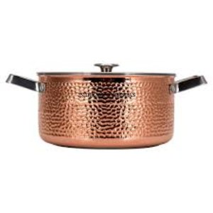 Newly Arrival Superior Quality Metal Copper Antique Finished Antique Designer Ruffoni Casserole Supplies With Gold Plated Handle - Product Image 3