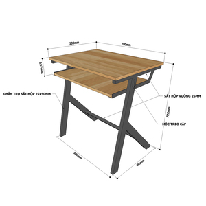 YARIS 02 Single <b>Study</b> <b>Desk</b> with Drawer Rubberwood Frame Powder-Coated Iron Legs for School PSD004 - Product Image 5