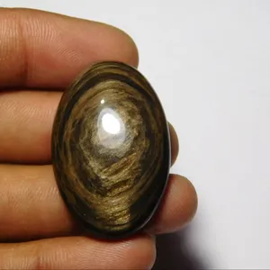Cabujones de obsidiana con brillo de cobre Obsidiana con brillo de cobre Aspecto impresionante y forma Wow Piedra suelta Pulida a mano 49Cts Wow Precios bajos - Product Image 1