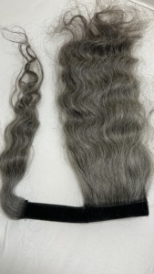 Queue de cheval en cheveux humains bouclés gris naturel indiens, 100% Remy, douce et volumineuse, facile à poser et sécurisée - Product Image 5