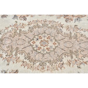 Alfombra turca Vintage clásica Beige gris de 5,6x8,9 pies, diseño de retazos hecho a mano, lana, Material de seda de bambú, respaldo de látex para la vida - Product Image 5