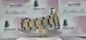 Reloj de Lujo con Diamantes Moissanite Completamente Engastados, Dos Tonos de Oro, Acero Inoxidable, Esfera Romana, Fecha, Reloj de Cuarzo, Venta al por Mayor - Product Image 2