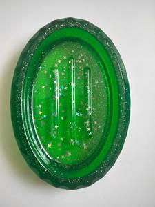 จานวางสบู่เรซินสีฟ้าใสมีกลิตเตอร์สีทองดีไซน์แบบล่าสุดถาดวางสบู่ - Product Image 6