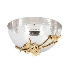 Stainless Steel Luxury Classic Hammered Finished With Brass <b>Stand</b> Base <b>Ice</b> <b>Cream</b> Bowl Metal Salad Dessert Rack & Fruit Container - Product Image 5