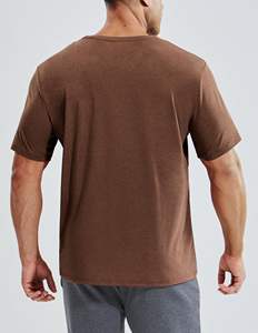 T-shirts de sport pour hommes à col en V, manches courtes, doux, athlétiques, décontractés, respirants, en fibre de bambou tricotée, décontractés - Product Image 4