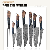 Couteau japonais VG10 pour désosser et fileter, couteau de qualité supérieure, lame en damas avec revêtement noir, manche en bois stabilisé, couteau de cuisine