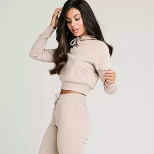 Sudadera corta de algodón con LOGO personalizado para mujer, chándal de manga larga para gimnasio, venta al por mayor - Product Image 4