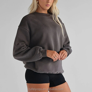 เสื้อสเวตเตอร์คอตตอนหนาสำหรับออกกำลังกายผ้าฟลีซหนาพิมพ์โลโก้ตามสั่งสำหรับผู้หญิง - Product Image 1