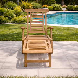 Exclusive Modern Teak Wood Sun Lounge <b>Chair</b> Foldable Luxury Outdoor Hotel Resort Poolside Patio <b>Garden</b> - Product Image 3