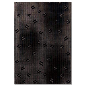 พรมอะคริลิกลายทางสไตล์คลาสสิกและโบโฮ ยี่ห้อ Aprezo รุ่น Aiar-3016 สีเทาและดำ ทอมือแบบถักแบน สำหรับห้องโถง ห้องนั่งเล่น - Product Image 1