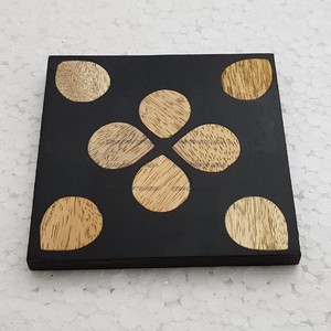 New Style Handmade Round Tea Best Coaster Wood Diamond Pattern Resin Best Coaster | Set of 4 for Office & Home - Product Image 3