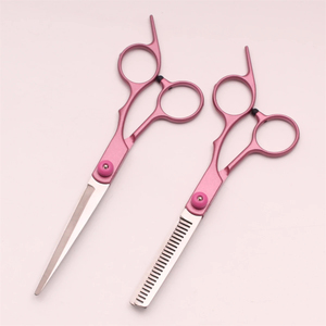 Ciseaux de coiffure professionnels Morgans Industries en acier inoxydable 4Cr13 à lame arrondie, manche moyen, pour droitiers, pour effiler - Product Image 1