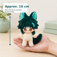 Peluche personnalisée de 10 cm, personnage animal, jouet en peluche mignon avec oreilles de renard, mini mascotte personnalisée OEM ODM pour la vente en gros