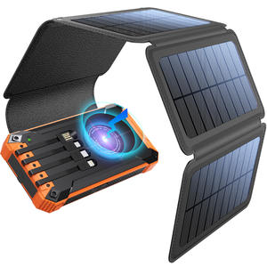 Batterie solaire 16000mAh, 5 panneaux, chargeur de téléphone sans fil, étanche, charge rapide, lampe LED de camping, fonction <span class=keywords><strong>SOS</strong></span>, urgence - Product Image 1