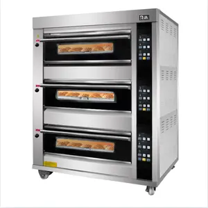 3 Deck 6 Tray Commercial Built-in Gas Complete Bakery Electric Deck Oven With Steam Function Electricity For Kitchen Counter USA