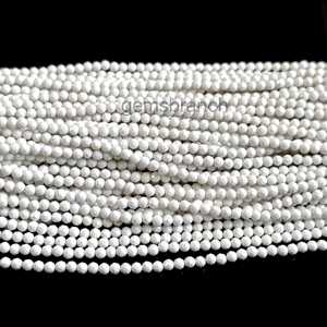 Cuentas redondas microfacetadas de howlita blanca Natural de 2mm hebras al por mayor cuentas sueltas de piedras preciosas de howlita para la fabricación de joyas a granel 13" - Product Image 4