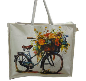 Sac fourre-tout en toile personnalisé avec photo géométrique laminée, motif floral, impression numérique, grande taille, utilisation en extérieur, poignée en coton, fermeture à glissière - Product Image 2
