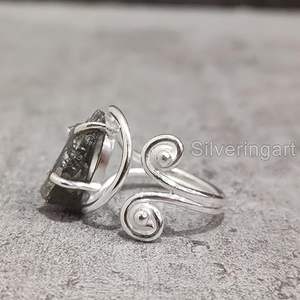 Rough Women's <b>Ring</b> Natural Labradorite Gemstone <b>Adjustable</b> Designer Christmas Gift Handmade Jewelry 925 <b>Sterling</b> <b>Silver</b> <b>Ring</b> - Product Image 3