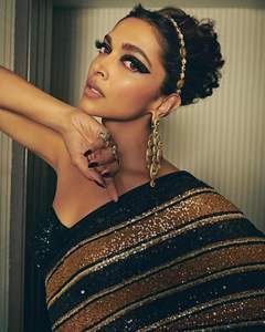 งานพิมพ์ดิจิตอลสไตล์บอลลีวูดสีดำผ้าจอร์เจีย - Product Image 5