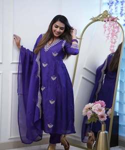 Dhotis grande taille pour femmes, vêtements de fête décontractés, fournisseur de mode indienne et pakistanaise, haut et bas en coton longueur ras du sol, dupatta - Product Image 2
