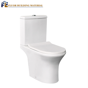 <span class=keywords><strong>WC</strong></span> moderne en céramique à double chasse, à poser au sol, avec siphon en P pour évacuation des eaux usées - Product Image 1