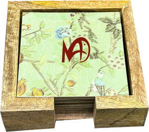 Ensemble de 6 sous-verres classiques en bois de manguier avec comptage d'émail finition brillante coussin carré léger pour la conception de simulation de table - Product Image 2