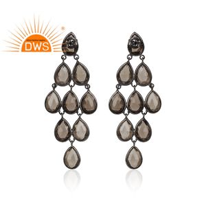 Pendiente colgante de piedras preciosas de cuarzo ahumado natural de plata de ley de último diseño, fabricante de joyería personalizada - Product Image 4